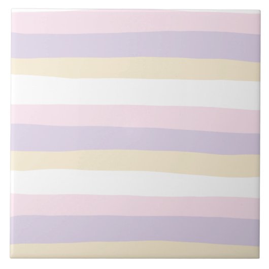 Uneven Stripes - Pastel Roze, Geel en Paars Tegeltje (Voorkant)