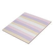 Uneven Stripes - Pastel Roze, Geel en Paars Tegeltje (Zijkant)