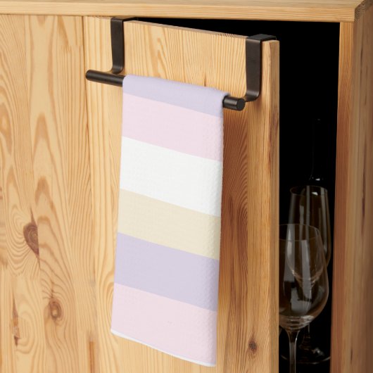Uneven Stripes - Pastel Roze, Geel en Paars Theedoek (Derde Gevouwen)
