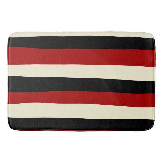 Uneven Stripes - Rood en crème Badmat (Voorkant)