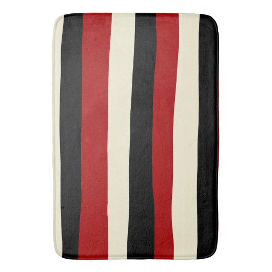 Uneven Stripes - Rood en crème Badmat (Voorkant Verticaal)
