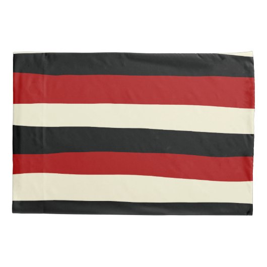 Uneven Stripes - Rood en crème Kussensloop (Achterkant-Links)