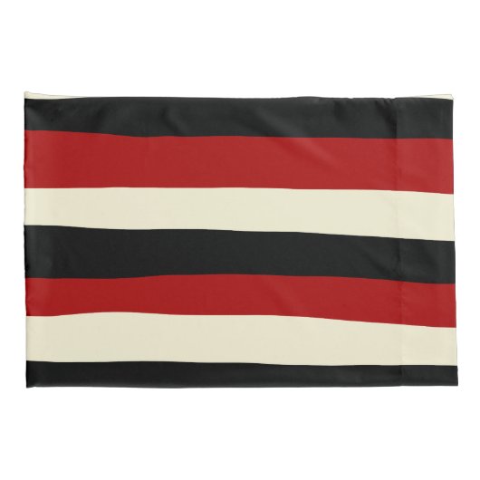 Uneven Stripes - Rood en crème Kussensloop (Achterkant-Rechts)