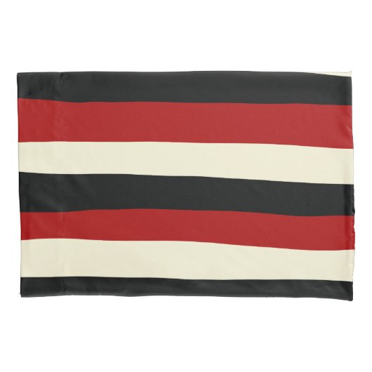 Uneven Stripes - Rood en crème Kussensloop (Voorkant-Links)