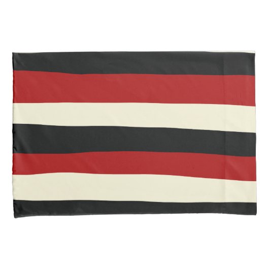 Uneven Stripes - Rood en crème Kussensloop (Voorkant-Rechts)