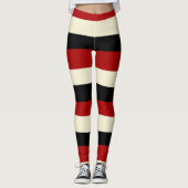Uneven Stripes - Rood en crème Leggings (Voorkant)