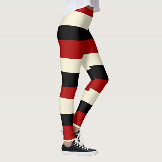 Uneven Stripes - Rood en crème Leggings (Rechts)