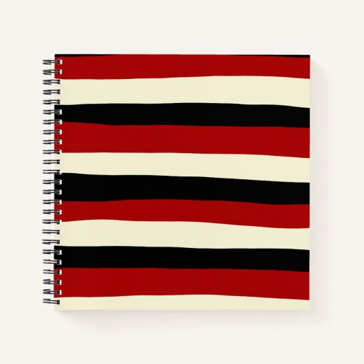 Uneven Stripes - Rood en crème Notitieboek (Voorkant)