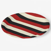 Uneven Stripes - Rood en crème Papieren Bordje (Gekanteld)