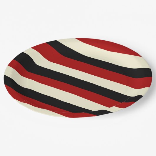 Uneven Stripes - Rood en crème Papieren Bordje (Gekanteld)