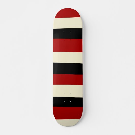 Uneven Stripes - Rood en crème Persoonlijk Skateboard (Voorkant)