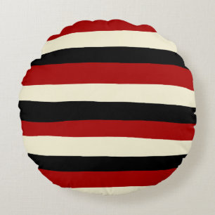 Uneven Stripes - Rood en crème Rond Kussen