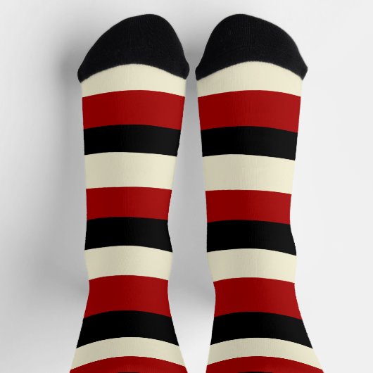 Uneven Stripes - Rood en crème Sokken (Top)