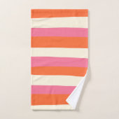 Uneven Stripes - Roze, Oranje en crème Bad Handdoek (Handdoek)