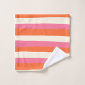 Uneven Stripes - Roze, Oranje en crème Bad Handdoek (Wasdoekje)
