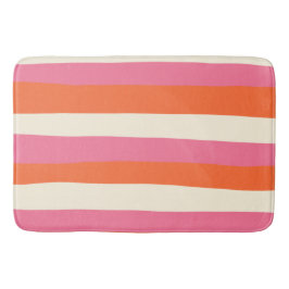 Uneven Stripes - Roze, Oranje en crème Badmat
