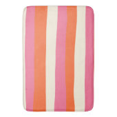 Uneven Stripes - Roze, Oranje en crème Badmat (Voorkant Verticaal)