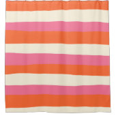 Uneven Stripes - Roze, Oranje en crème Douchegordijn (Voorkant)