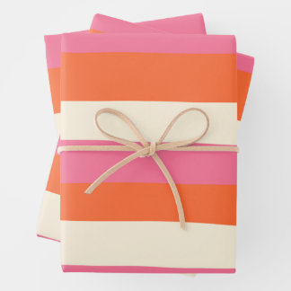 Uneven Stripes - Roze, Oranje en crème Inpakpapier Vel
