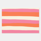 Uneven Stripes - Roze, Oranje en crème Inpakpapier Vel (Voorkant)