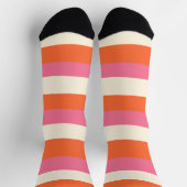 Uneven Stripes - Roze, Oranje en crème Sokken (Top)
