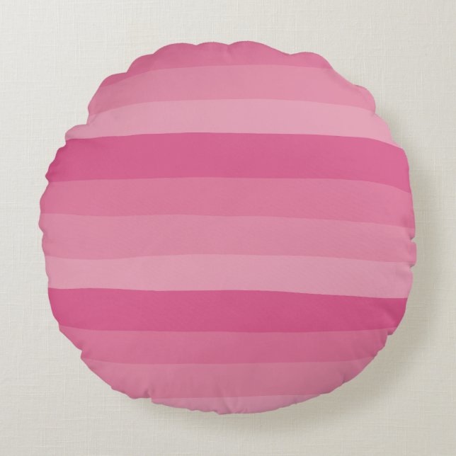 Uneven Stripes - Roze Rond Kussen (Voorkant)