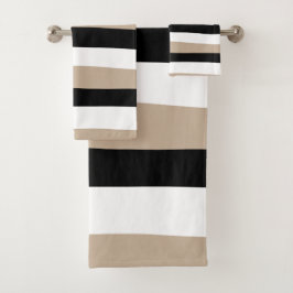 Uneven Stripes - Taupe, Black en White Bad Handdoek