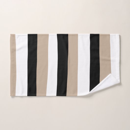 Uneven Stripes - Taupe, Black en White Bad Handdoek (Handdoek)