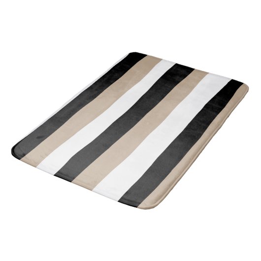 Uneven Stripes - Taupe, Black en White Badmat (Gekanteld)