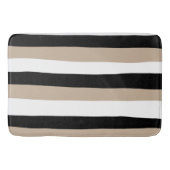 Uneven Stripes - Taupe, Black en White Badmat (Voorkant)