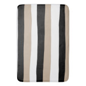 Uneven Stripes - Taupe, Black en White Badmat (Voorkant Verticaal)