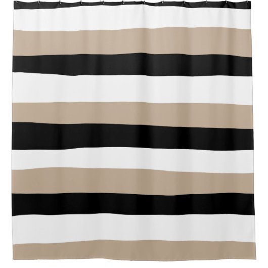 Uneven Stripes - Taupe, Black en White Douchegordijn (Voorkant)