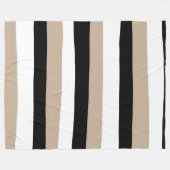 Uneven Stripes - Taupe, Black en White Fleece Deken (Voorkant (Horizontaal))