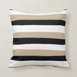 Uneven Stripes - Taupe, Black en White Kussen