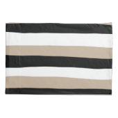 Uneven Stripes - Taupe, Black en White Kussensloop (Achterkant-Links)