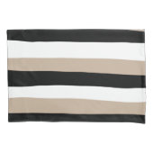 Uneven Stripes - Taupe, Black en White Kussensloop (Voorkant-Links)