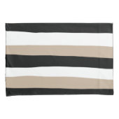 Uneven Stripes - Taupe, Black en White Kussensloop (Voorkant-Rechts)