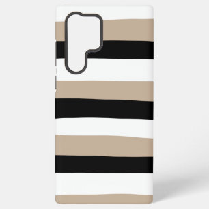 Uneven Stripes - Taupe, Black en White Samsung Galaxy Hoesje