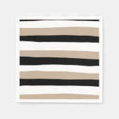 Uneven Stripes - Taupe, Black en White Servet (Voorkant)