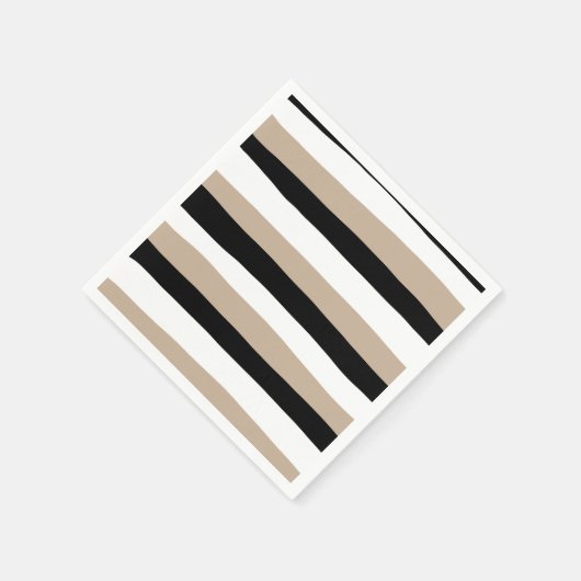 Uneven Stripes - Taupe, Black en White Servet (Hoek)