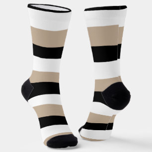 Uneven Stripes - Taupe, Black en White Sokken