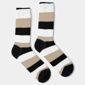 Uneven Stripes - Taupe, Black en White Sokken (Rechts)
