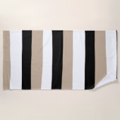 Uneven Stripes - Taupe, Black en White Strandlaken (Voorkant)