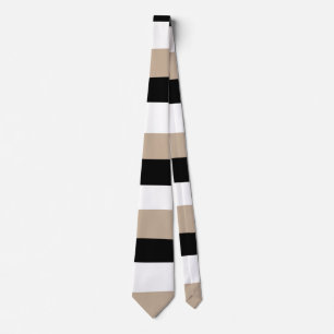 Uneven Stripes - Taupe, Black en White Stropdas