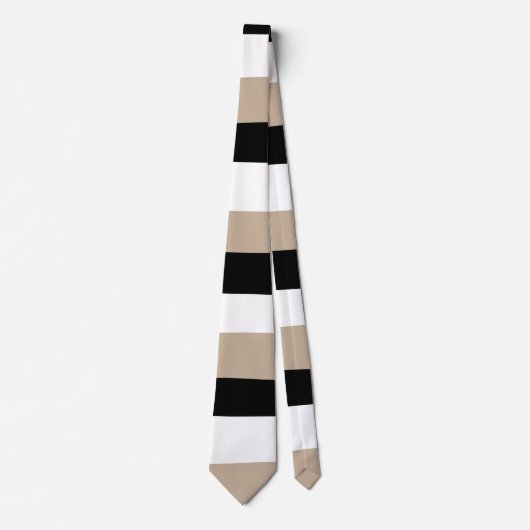Uneven Stripes - Taupe, Black en White Stropdas (Voorkant)