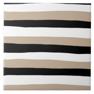 Uneven Stripes - Taupe, Black en White Tegeltje