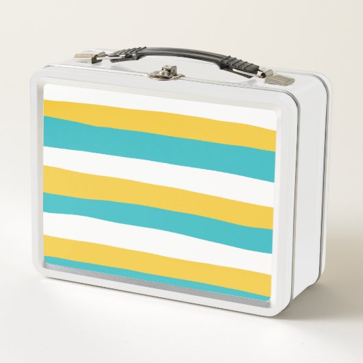 Uneven Stripes - Turquoise en Yellow (Voorkant)