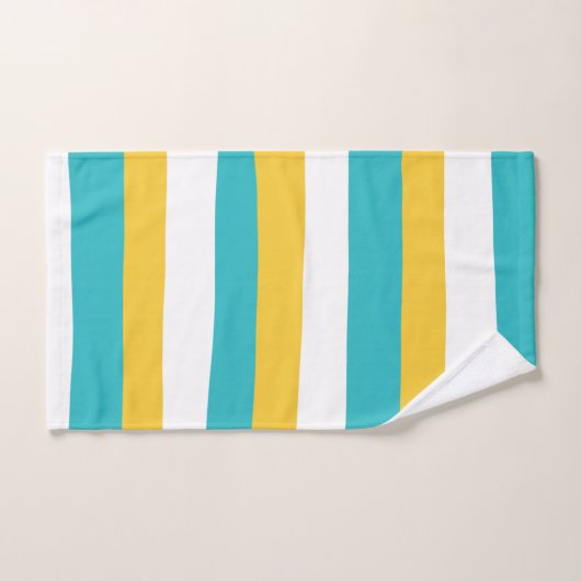 Uneven Stripes - Turquoise en Yellow Bad Handdoek (Handdoek)