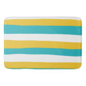 Uneven Stripes - Turquoise en Yellow Badmat (Voorkant)