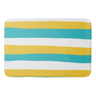 Uneven Stripes - Turquoise en Yellow Badmat